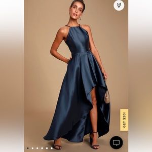 Broadway Show Navy Blue High-Low Maxi Dress